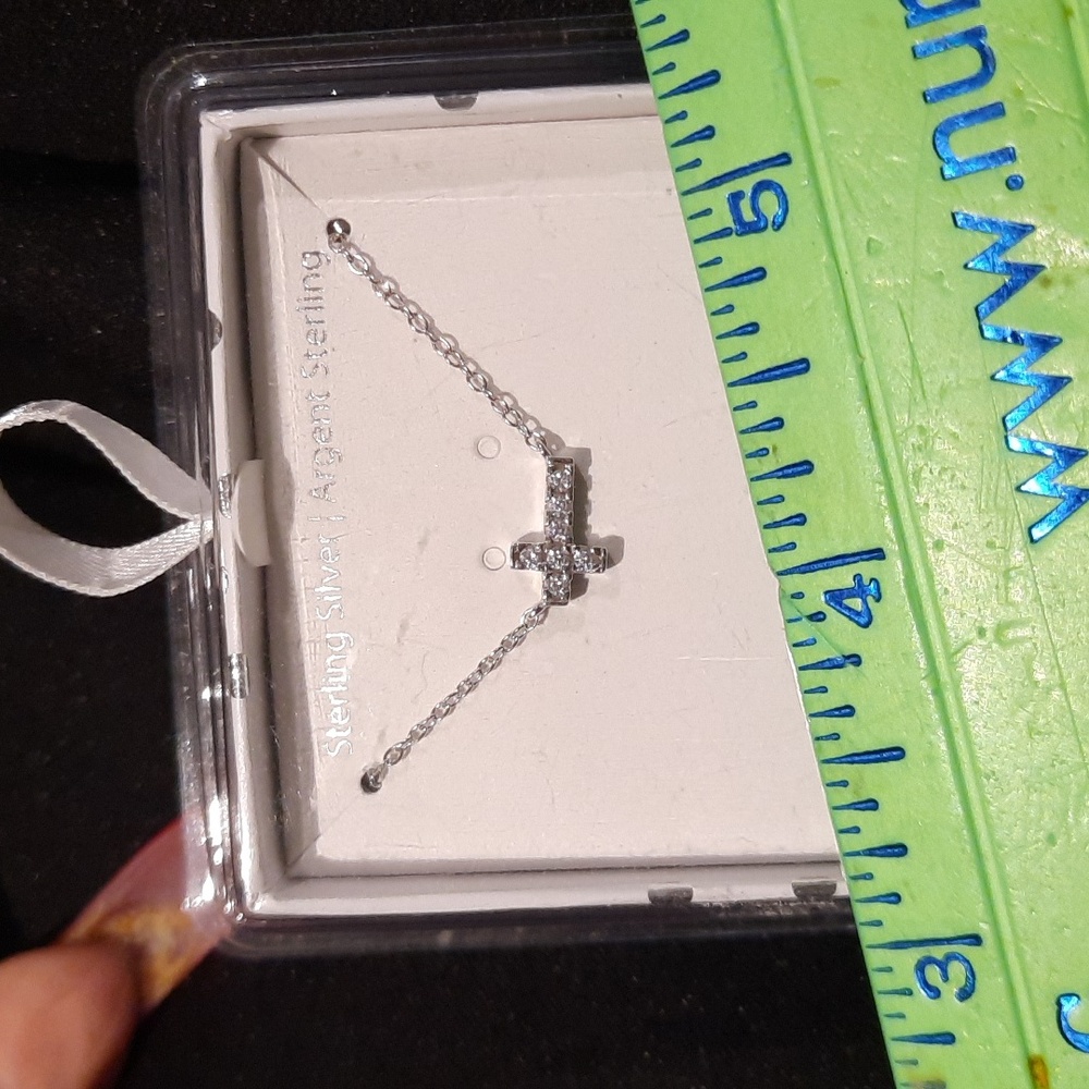 NIB AUTHENTIC PETITE CZ CROSS GENUINE SOLID STERLING SILVER CHRISTENING GIFT